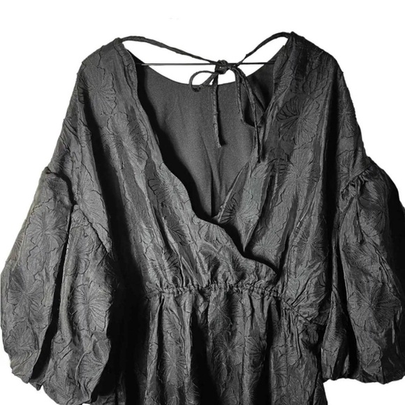 Kika Vargas x Target Floral Texture Scallop Back Midi Dress Black - Picture 3 of 4